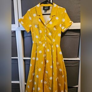Collectif x Modcloth Yellow Polka Dot midi dress